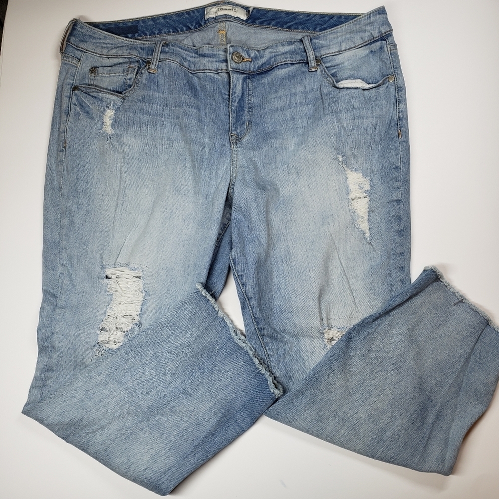Torrid Straight Leg Distressed Light Blue Women's Jeans